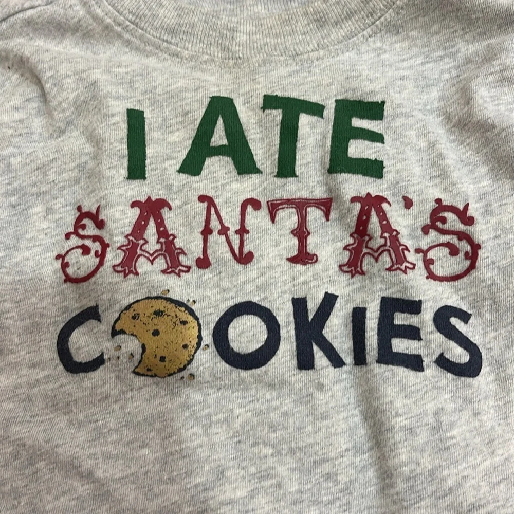 Oshkosh 6m gray long sleeve “I ate Santa’s Cookies” cute shirt Christmas